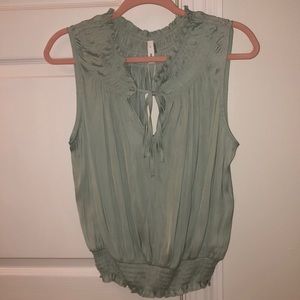 Glam light green peasant top